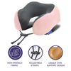 Picture of napfun Neck Pillow for Traveling, Upgraded Travel Neck Pillow for Airplane 100% Pure Memory Foam Travel Pillow for Flight Headrest Sleep, Portable Plane Accessories, Pink