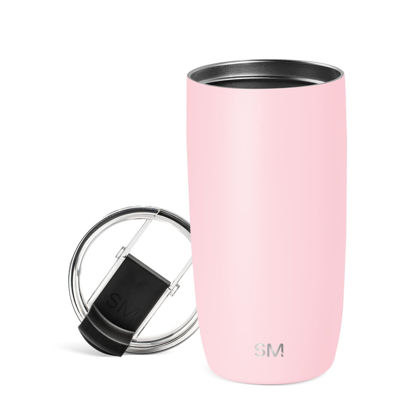 Picture of Simple Modern Travel Coffee Mug Tumbler with Flip Lid | Reusable Insulated Stainless Steel Cold Brew Iced Coffee Cup Thermos | Gifts for Women Men Him Her | Voyager Collection | 16oz | Blush