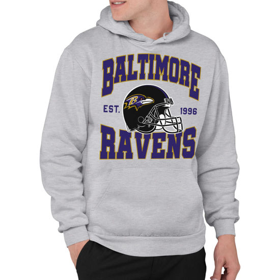 Picture of Junk Food Clothing x NFL - Baltimore Ravens - Team Helmet - Unisex Adult Pullover Fleece Hoodie for Men and Women - Size X-Large
