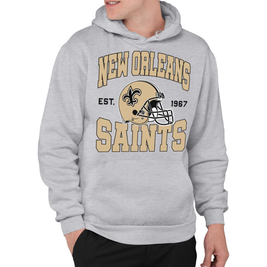 Picture of Junk Food Clothing x NFL - New Orleans Saints - Team Helmet - Unisex Adult Pullover Fleece Hoodie for Men and Women - Size Small