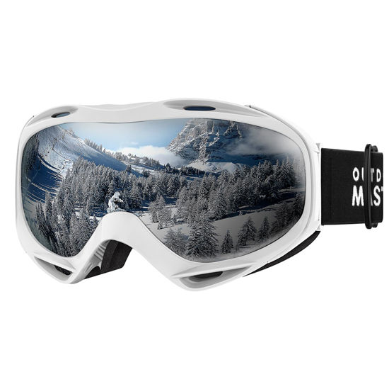 Picture of OutdoorMaster OTG Ski Goggles - Over Glasses Ski/Snowboard Goggles for Men, Women & Youth - 100% UV Protection (White Frame + VLT 10% Grey Lens)