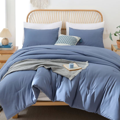 Picture of ROSGONIA Twin/Twin XL Comforter for College Girls Boys Slate Blue, 1 Comforter & 1 Pillowcase All Season Kids Comforter Sets Lightweight Dorm Bedding