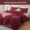 Picture of ROSGONIA King Size Comforter Set Dark Red,3pcs King Comforter Set(1 Boho Red Comforter & 2 Pillowcases) All Season Lightweight Bedspread Blanket Quilt