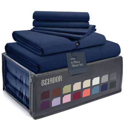 Picture of BELADOR Silky Soft Cali King Sheet Set -Luxury 6 Piece Bed Sheets for California King Size Bed, Secure-Fit Deep Pocket Sheets with Elastic, Breathable Hotel Sheets & Pillowcase Set, Wrinkle Free