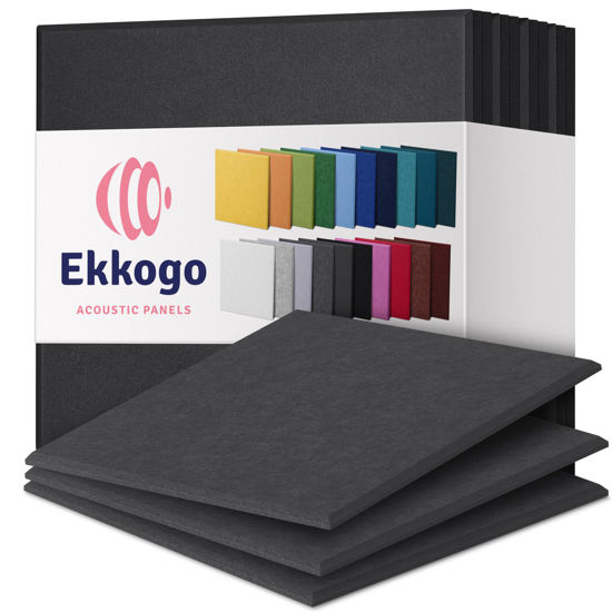 Picture of Ekkogo Acoustic Panels 12-Pack Soundproof Wall Panels 12"X12"X0.4" Sound Panels High Density Sound Dampening Panels - [Dark Gray Square]
