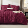 Picture of Bedsure Full Size Comforter Sets - Bedding Sets Full 7 Pieces, Pintuck Bed in a Bag Burgundy Bed Set with Comforter, Sheets, Pillowcases & Shams
