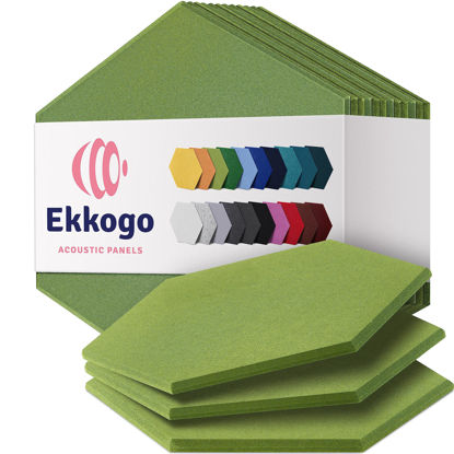 Picture of Ekkogo Acoustic Panels 12-Pack Soundproof Wall Panels 12"X10.4"X0.4" Sound Panels High Density Sound Dampening Panels - [Gin Green Hexagon]