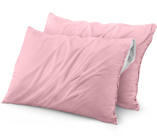 Picture of Utopia Bedding Waterproof Pillow Protector Zippered (2 Pack) Standard Pink - Bed Bug Proof Pillow Encasement 20 x 26 Inches