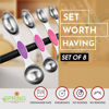 Picture of Spring Chef Stainless Steel Magnetic Measuring Spoons Set of 8 with Leveler, Nesting Metal Teaspoon & Tablespoon Measuring Spoons, Kitchen Gadgets for Baking & Cooking, Fits in Most Spice Jars - Neon