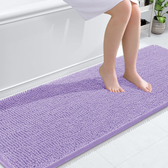Picture of OLANLY Bathroom Rugs 70x24, Extra Soft Absorbent Chenille Bath Rugs, Rubber Backing Quick Dry, Machine Washable Bath Mats for Bathroom Floor, Tub and Shower, Home Decor Accessories, Lavender