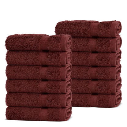 Picture of Chakir Turkish Linens | Hotel & Spa Quality 100% Cotton Premium Turkish Towels | Soft & Absorbent (12-Piece Washcloths, Cranberry)