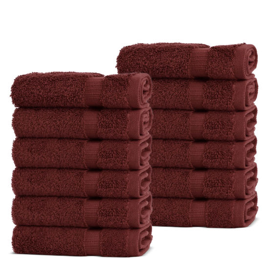 Picture of Chakir Turkish Linens | Hotel & Spa Quality 100% Cotton Premium Turkish Towels | Soft & Absorbent (12-Piece Washcloths, Cranberry)