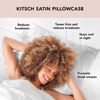 Picture of Kitsch Satin Pillowcase with Zipper for Hair & Skin, Softer Than Silk Pillow Cases Queen, Wrinkle-Free, Smooth and Cooling Satin Pillow Covers, Standard Size 19"x26", Silver