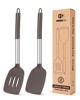Picture of Pack of 2 Silicone Solid Turner, Non Stick Slotted Kitchen Spatulas, High Heat Resistant BPA Free Cooking Utensils, Ideal Cookware for Fish, Eggs, Pancakes(Chocolate)
