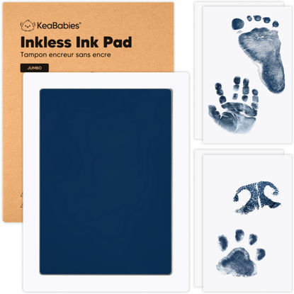 Picture of 1-Pack Inkless Hand and Footprint Kit - Ink Pad for Baby Hand and Footprints - Dog Paw Print Kit,Dog Nose Print Kit - Baby Footprint Kit, Clean Touch Baby Foot Printing Kit,Handprint Kit (Navy, Jumbo)