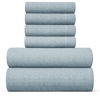 Picture of King 6 Piece Sheet Set - Breathable & Cooling Sheets - Hotel Luxury Bed Sheets - 1 Flat Sheet, 1 Fitted Sheet & 4 Pillowcases - Deep Pocket - Easy Fit, Soft & Wrinkle Free - King Heathered Blue Sheets