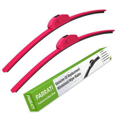 Picture of OEM QUALITY 24" + 19" PARRATI Premium All-Season Rose Red Windshield Wiper Blades (Set of 2)
