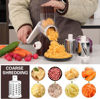 Picture of Cambom Rotary Cheese Grater Hand Crank Cheese Shredder for Fresh Cheese, Vegetable, Nuts,Non-slip Suction Base, Free Cleaning Brush Three Blades, Coffe Color