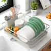 Picture of Kitsure Dish Drying Rack- Space-Saving Dish Rack, Dish Racks for Kitchen Counter, Stainless Steel Kitchen Drying Rack with a Cutlery Holder, 12''W x 15''L, Light Grey