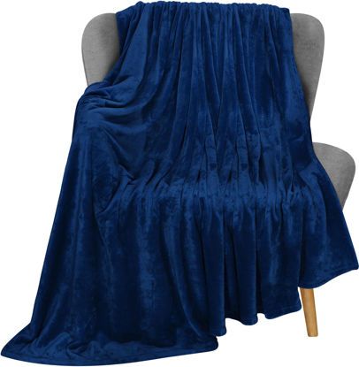 Picture of Utopia Bedding Fleece Blanket Throw Size Navy 300GSM Luxury Blanket for Couch Sofa Bed Anti-Static Fuzzy Soft Blanket Microfiber (60x50 Inches)