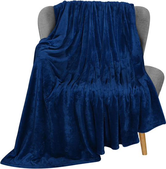 Picture of Utopia Bedding Fleece Blanket Throw Size Navy 300GSM Luxury Blanket for Couch Sofa Bed Anti-Static Fuzzy Soft Blanket Microfiber (60x50 Inches)