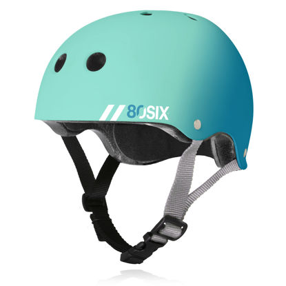 Picture of 80Six Dual Certified Kids Bike, Skate, and Scooter Helmet, Surf Green Teal Fade, Small/Medium - Ages 8+