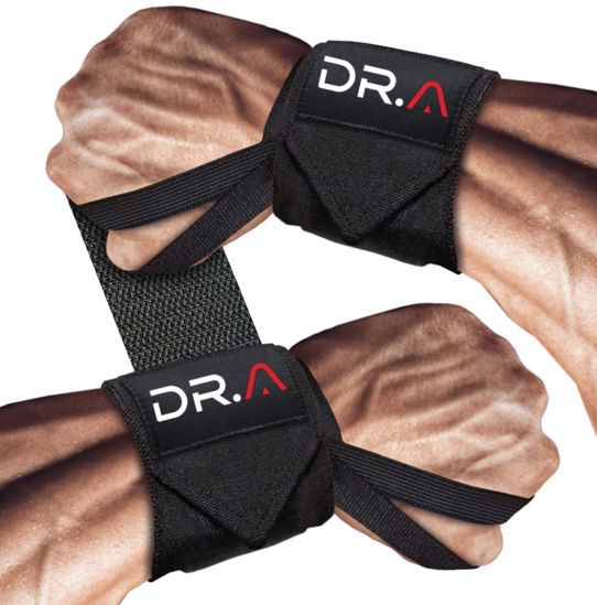 Picture of Doctor-Developed Gym Wrist Wraps/Lifting Wrist Straps for Weightlifting, Heavy Duty Gym Straps With Thumb Loops, Wrist Wraps for Working Out & Protection, Weight Lifting Wrist Wraps For Men & Women (Black)