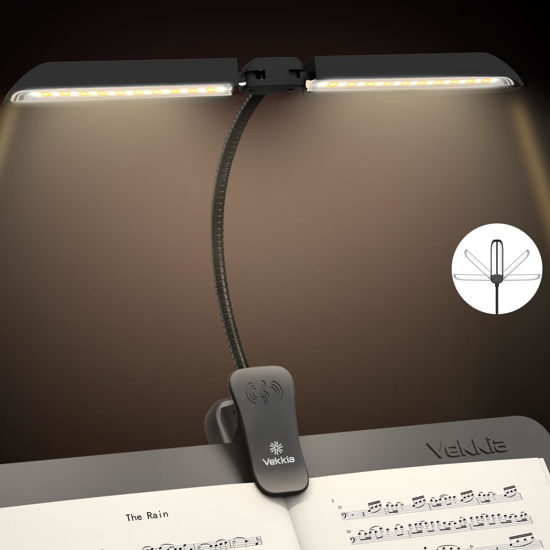 Picture of Vekkia 64 Led Rechargeable Music Stand Light - Folding Clip On Piano Lamp, Portable Professional with 5 Brightness×3 Color Temperature for Grand Piano and Book Reading