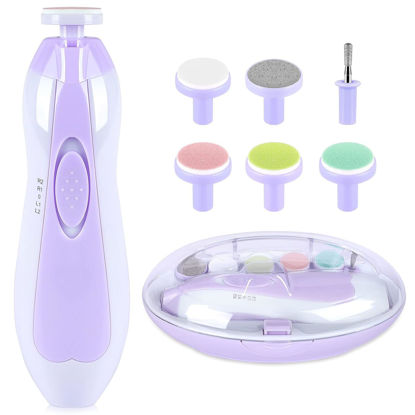 Picture of Baby Nail Trimmer Electric,Baby Nail Clippers, 6 in 1 Baby Nail File,Nail File Baby Grooming Kit Manicure Set for Toddler or Adults (Purple)