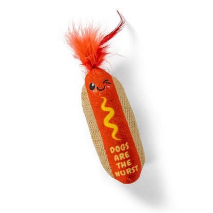 Picture of Catstages Hot Dog Kicker Catnip Toy and Dental Toy for Cats Hot Dog Themed Funny Catnip Stuffed Kicker Toy, Brown