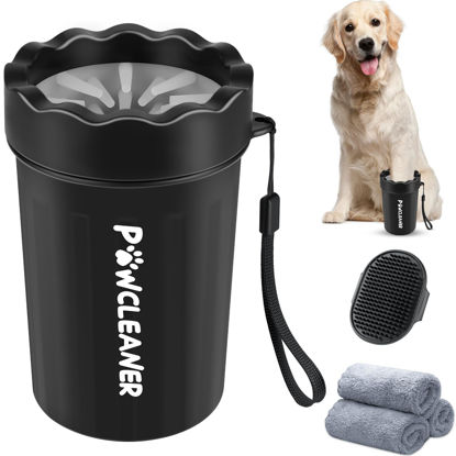 Picture of Dog Paw Cleaner, Washer, Buddy Muddy Pet Foot Cleaner for Small Medium Large Breed Dogs/Cats (with 3 absorbent towel) (Black, Medium)