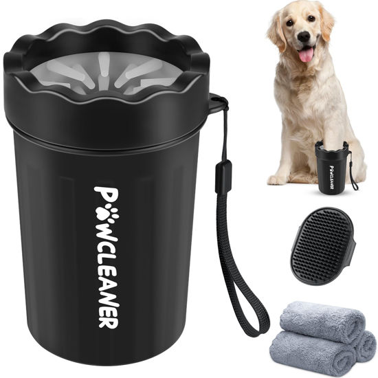 Picture of Dog Paw Cleaner, Washer, Buddy Muddy Pet Foot Cleaner for Small Medium Large Breed Dogs/Cats (with 3 absorbent towel) (Black, Medium)