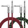 Picture of Sovvid Guitar Cable 10FT 2 Pack Instrument Cable Guitar Cord Electric Guitar Cable Guitar AMP Cord for Bass Guitar Keyboard 1/4 Inch Cable Right Angle Green and Red