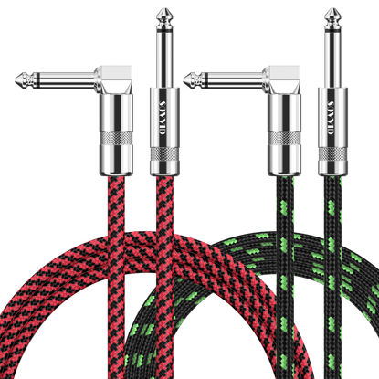 Picture of Sovvid Guitar Cable 10FT 2 Pack Instrument Cable Guitar Cord Electric Guitar Cable Guitar AMP Cord for Bass Guitar Keyboard 1/4 Inch Cable Right Angle Green and Red