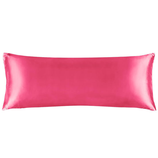Picture of BEDELITE Satin Silk Body Pillow Case Cover for Hair and Skin, Premium and Silky Hot Pink Long Body Pillow Pillowcase 20x54 with Envelope Closure