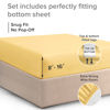 Picture of Cal King Size Fitted Bed Sheet - Hotel Luxury Single Fitted Sheet Only - Fits Mattress Up to 16" - Extra Soft, Wrinkle Free, Breathable Sheet for Women, Men, Kids & Teens - Yellow Single Fitted Sheet