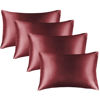 Picture of BEDELITE Satin Pillowcase for Hair and Skin, Super Soft Similar to Silk Pillow Cases 4 Pack with Envelope Closure, Cooling Pillowcases for Women Men (20"x30" Queen Size, Burgundy)