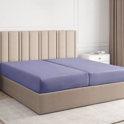 Picture of Split King Size Fitted Bed Sheet - Hotel Luxury Single Fitted Sheet Only - Fits Mattress Up To 16" - Soft, Wrinkle Free, Breathable Sheet for Women, Men, Kids & Teens - Lavender Single Fitted Sheet