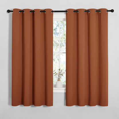 Picture of NICETOWN Halloween Blackout Curtain Panels for Girls Room, Nursery Essential Thermal Insulated Solid Grommet Top Blackout Drapes (Burnt Orange, 1 Pair, 55 x 68 inches)