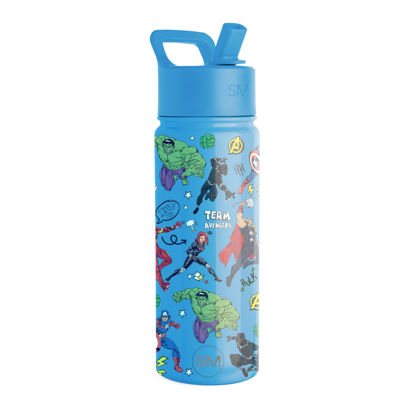 Picture of Simple Modern Marvel Avengers Water Bottle with Straw Lid | Insulated Stainless Steel Reusable Tumbler Gifts for Teenagers, Men | Summit Collection | 18oz, Avengers Heroes