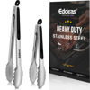 Picture of Eddeas Kitchen Tongs - 9" and 12" Tongs for cooking, Heat Resistant 600 Degrees Stainless Steel Metal Tong and Non-Slip Handle - Perfect for Cooking, Salad and BBQ, Set of 2