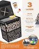 Picture of Pritent Car Trash Can with Lid, Cute Leakproof Car Trash Garbage Bag Hanging Vehicle Trash Bin Small Portable Automotive Garbage Cans Organizer for Back/Front Seat(Trapezoid,Leopard