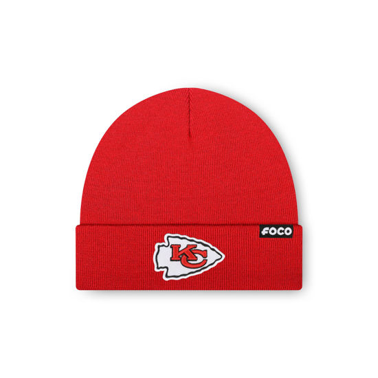 Picture of FOCO Men's Kansas City Chiefs NFL Logo Basic Beanie Hat, Team Color