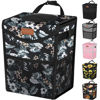 Picture of Pritent Car Trash Can with Lid, Cute Leakproof Car Trash Garbage Bag Hanging Vehicle Trash Bin Small Portable Automotive Garbage Cans Organizer for Back/Front Seat(Trapezoid,Black with Lily Print)