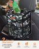 Picture of Pritent Car Trash Can with Lid, Cute Leakproof Car Trash Garbage Bag Hanging Vehicle Trash Bin Small Portable Automotive Garbage Cans Organizer for Back/Front Seat(Trapezoid,Black with Lily Print)