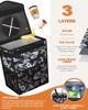 Picture of Pritent Car Trash Can with Lid, Cute Leakproof Car Trash Garbage Bag Hanging Vehicle Trash Bin Small Portable Automotive Garbage Cans Organizer for Back/Front Seat(Trapezoid,Black with Lily Print)