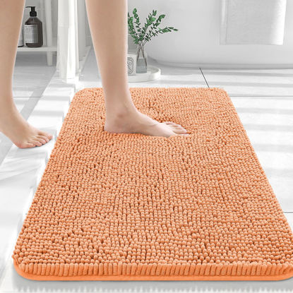 Picture of OLANLY Bathroom Rugs 36x24, Extra Soft Absorbent Chenille Bath Rugs, Rubber Backing Quick Dry, Machine Washable Bath Mats for Bathroom Floor, Tub and Shower, Home Decor Accessories, Orange