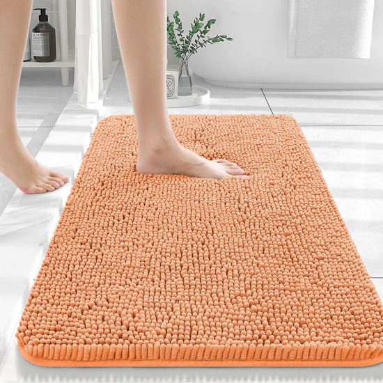 Picture of OLANLY Bathroom Rugs 36x24, Extra Soft Absorbent Chenille Bath Rugs, Rubber Backing Quick Dry, Machine Washable Bath Mats for Bathroom Floor, Tub and Shower, Home Decor Accessories, Orange