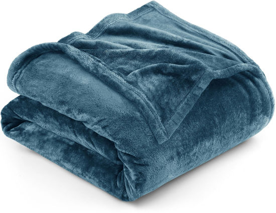 Picture of Utopia Bedding Fleece Blanket King Size Stone Blue 300GSM Luxury Fuzzy Soft Anti-Static Microfiber Bed Blanket (90x102 Inches)