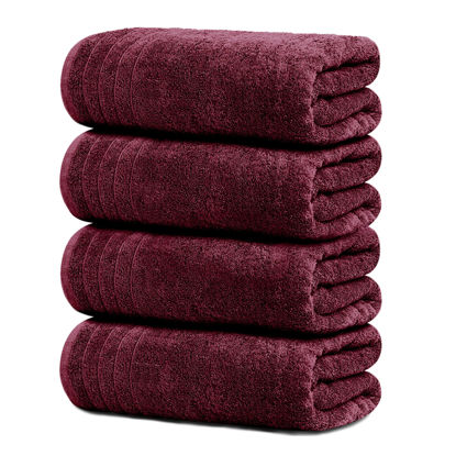 Picture of Tens Towels Pack of 4 Extra Large Bath Towels 30 x 60 Inches, 100% Cotton, Larger & Lighter, Quicker to Dry, Lighter Weight, Super Soft and Absorbent, Perfect Bathroom Towels